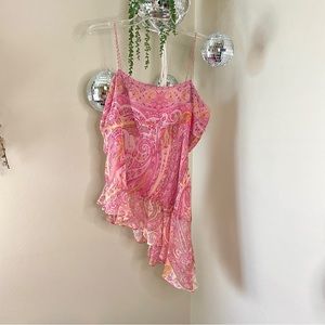 I. C. E. | Y2K Pink Paisley Asymmetrical Tank top